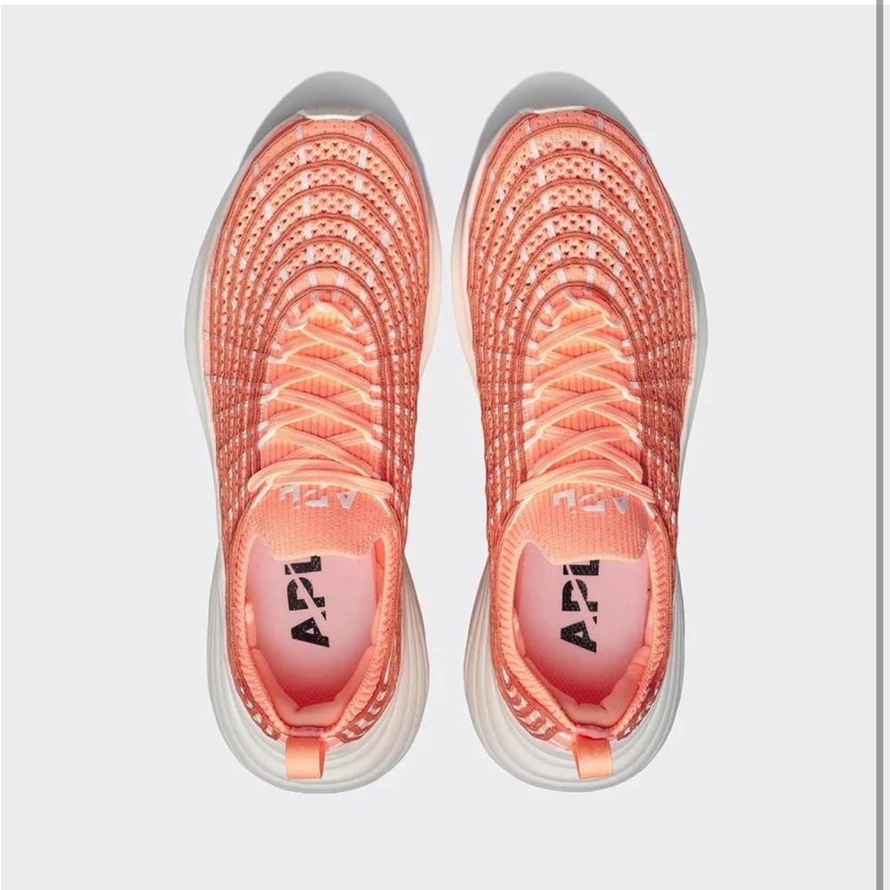 APL | Women's Techloom Zipline Sneakers, Neon Peach/Terracotta/Ivory